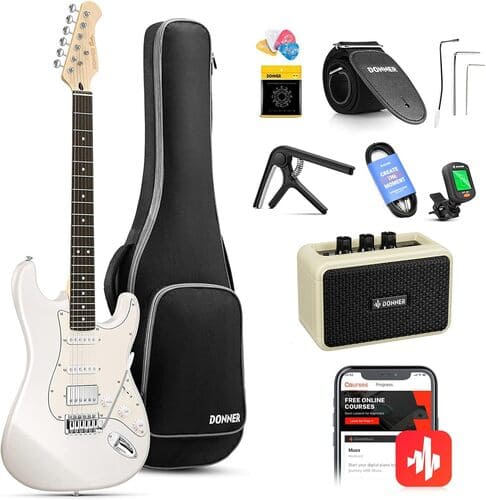 Donner E Gitarren Set für Anfänger Donner E Gitarren Set für Anfänger mit Gitarre, Verstärker, Tasche und Zubehör – ideales E-Gitarren Starter Set für Einsteiger